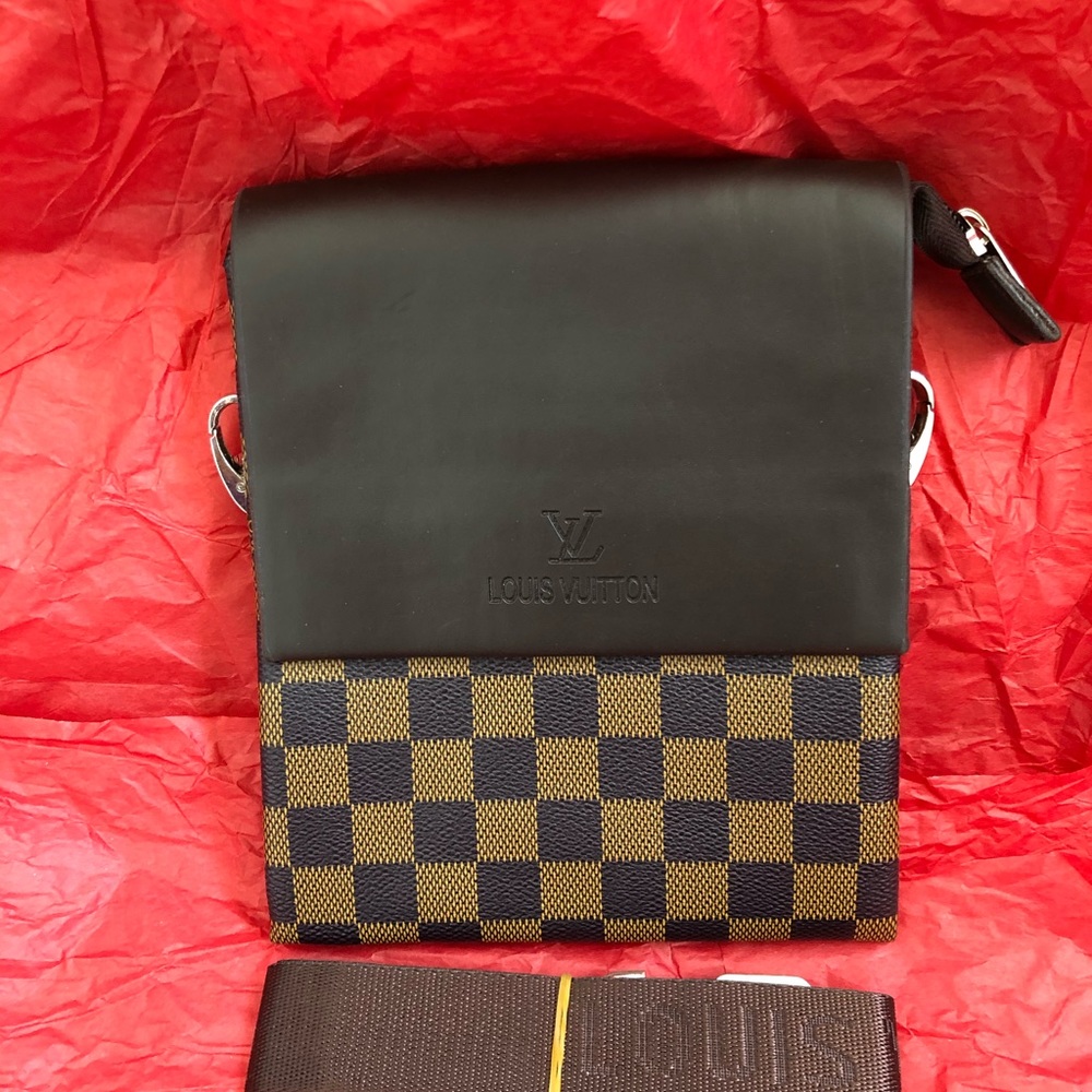Brown Checkered Crossbody